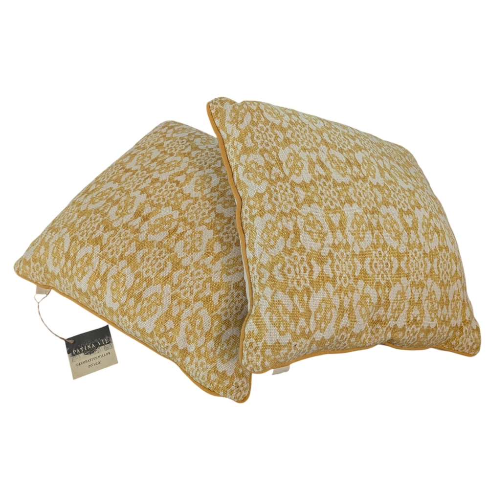 Elegant Yellow and White Patterned Pillows